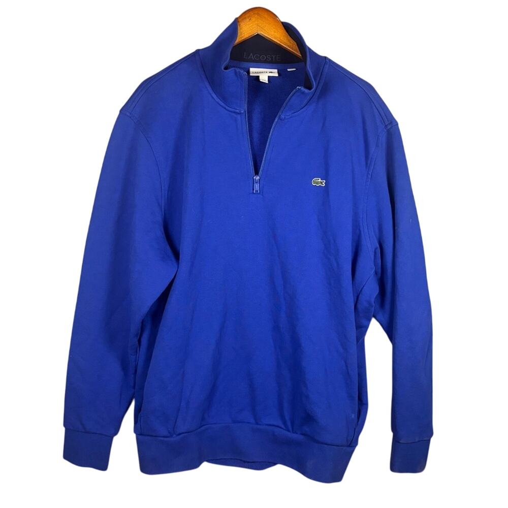 Lacoste Men’s 4XL Quarter Zip Sweatshirt SH1462 Blue Croc Logo Big & Tall